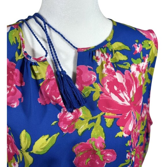 Q&A Size M Women Floral Sleeveless Midi Dress With Rope Tie Neck - Picture 9 of 9